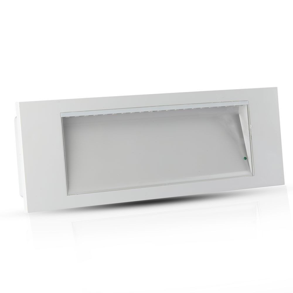 V-Tac 4W LED nødbelysning - Væg/loft/undersænket montering, inkl. batteri og piktogrammer