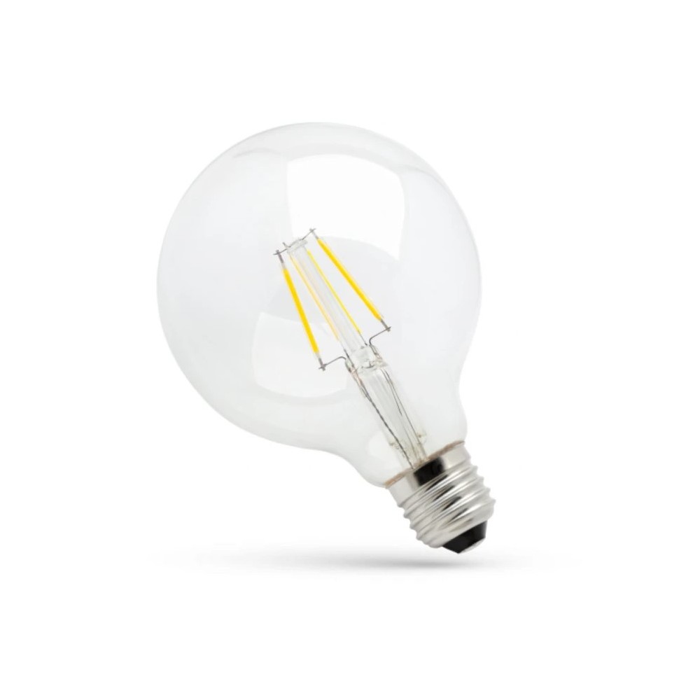 LED G125 E27 230V 8W Kultråd KLART Spectrum - Energibesparende pære med stor fatning og klart lys til stemningsfuld belysning - 1000lm, RA80