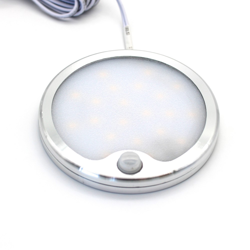 LEDlife Sono60s møbelspot - Påbygning, Sensor, Ø6 cm, børstet stål, 12V