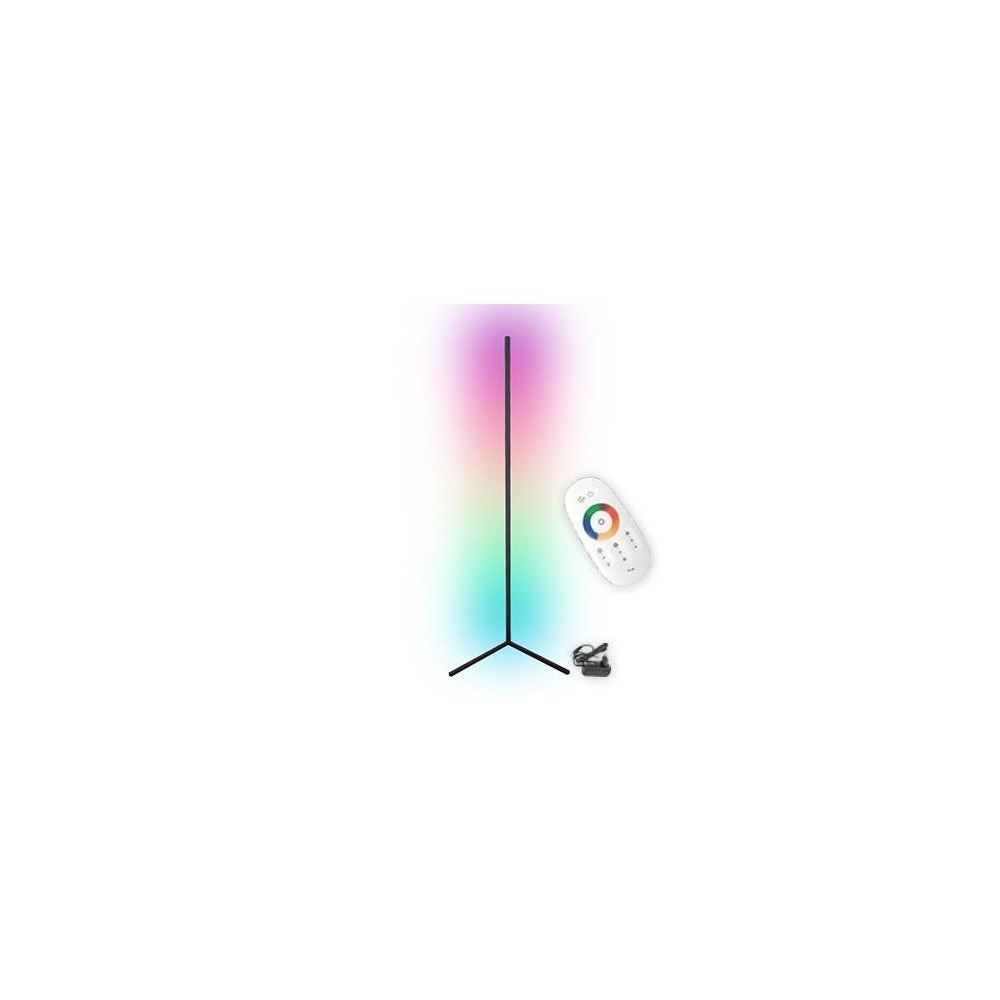 Sort 140cm høj RGB hjørnelampe med 20W effekt og fjernbetjening
