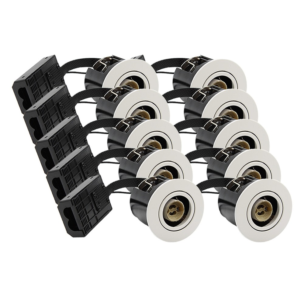 10 stk. indbygningspot Inno88 - GU10, mat hvid, IP44, godkendt i isolering, 230V input