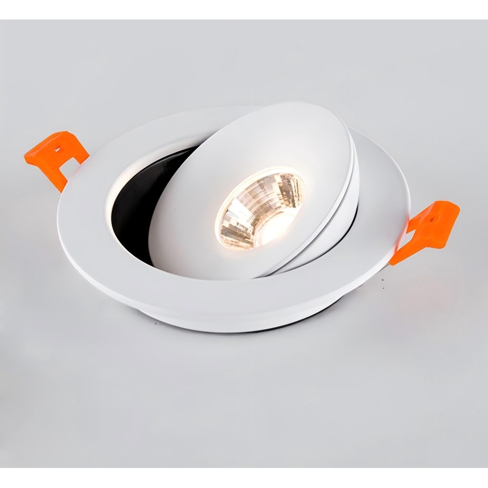 6,5W RA98 360° Indbygningsspot - Hvid Kant - Ø8,5 cm Hul - Ø10,9 cm Mål - 700lm - 230V - Justerbar - Høj Farvegengivelse