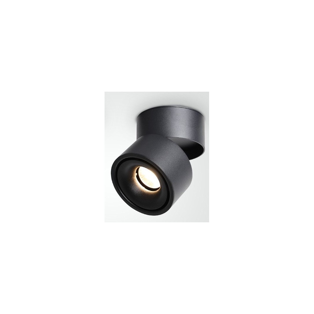 Dæmpbar sort LED loftspot med høj farvegengivelse (RA98) - 10W, justerbar, til påbygning - Effekt: 10W, Input: 230V, 1000lm.