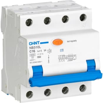 Kombiafbryder RCBO Chint, 3P+N, C karakteristik, 16A, 300mA, 6kA