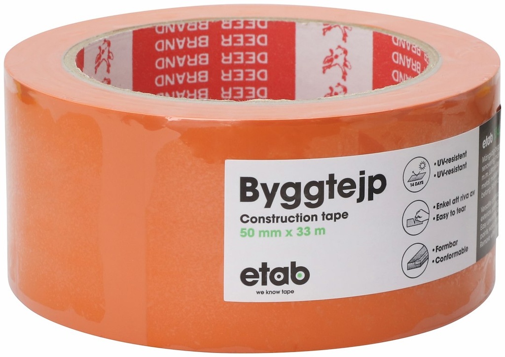 BYGGETAPE ORANGE 50MM 33M