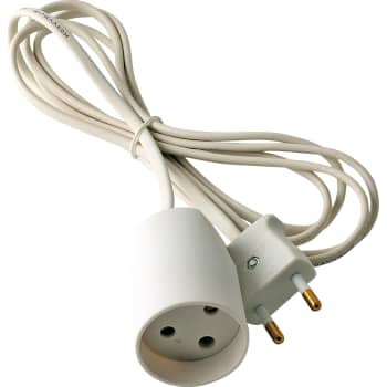 Forlængerledning u/jord hvid 3m 230V 10A