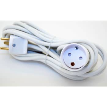 Forlængerledning m/jord hvid 5m 230V 13A