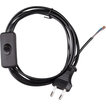 Ledning med afbryder og hanstik, 2M, sort