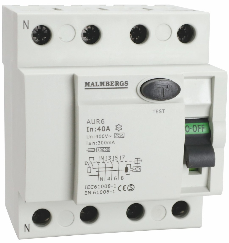 FEJLSTRØMSRELÆ 4P 40A 300mA