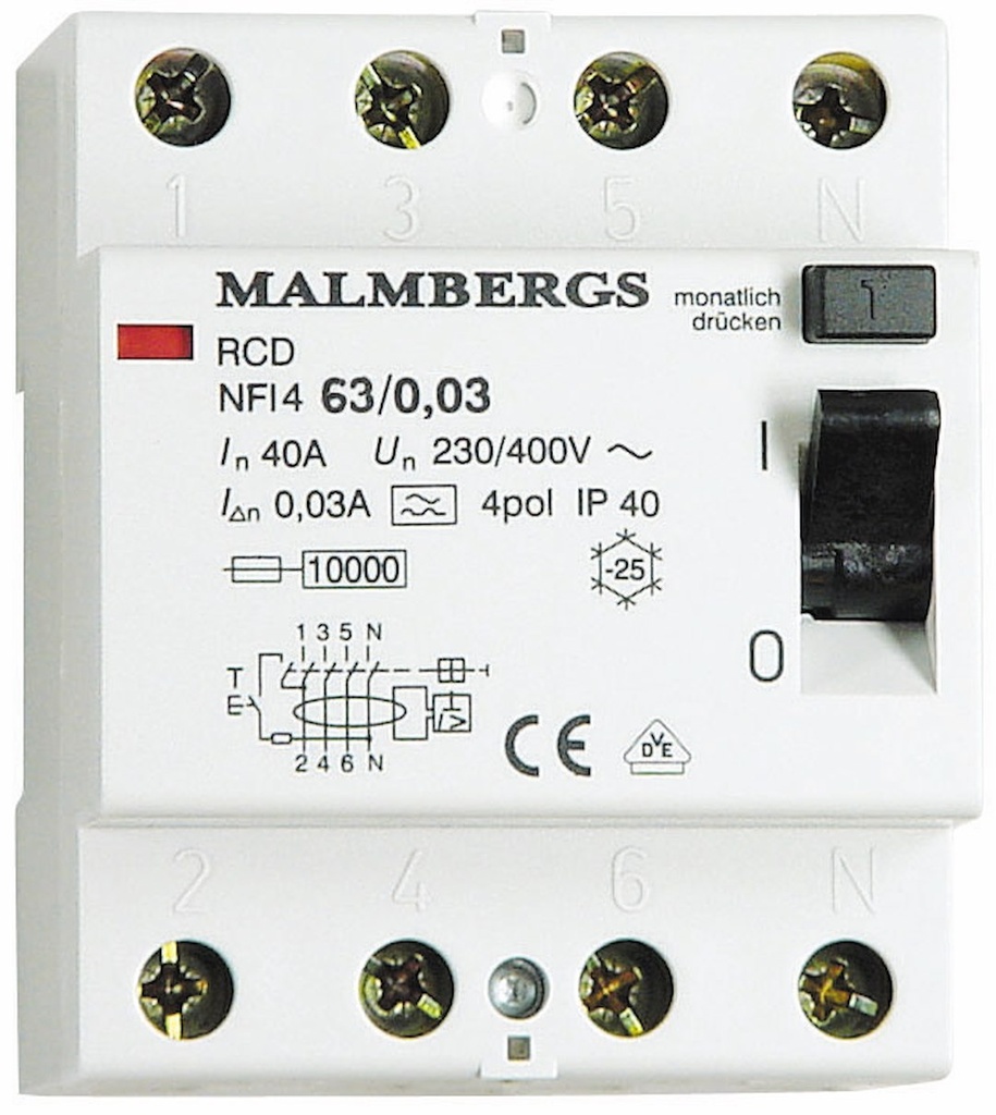FEJLSTRØMSRELÆ 4P 63A 4M.HPFI