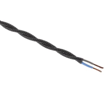 Stofledning, snoet, 2x0,75 mm², sort, S100