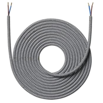 Stofledning 4 meter, sort/Hvid