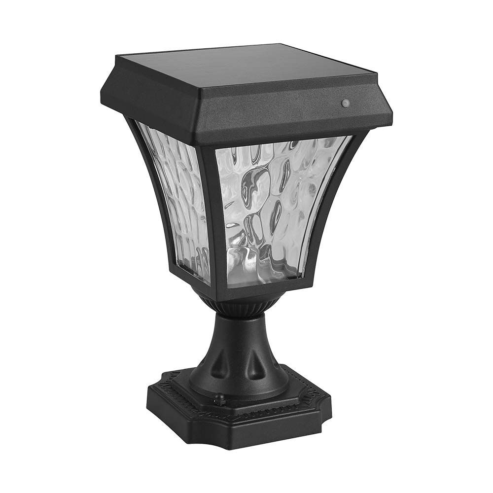 Sort LED solcelle standerlampe med justerbar farvetemperatur (CCT) i 3-i-1 funktion. Perfekt til udendørs brug.
