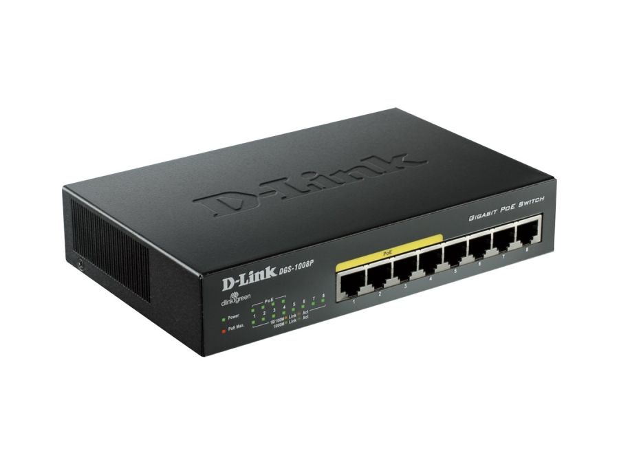 Gigabit PoE Ethernet Switch - 8 porte, heraf 4xPoE (52W)