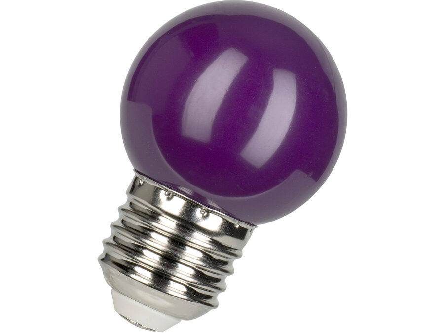 G45 LED pære - 240VAC 1W, E27 sokkel, Lilla (IP44)