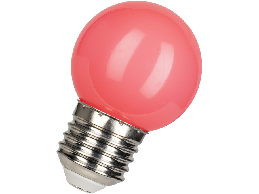 G45 LED pære - 240VAC 1W, E27 sokkel, Pink (IP44)