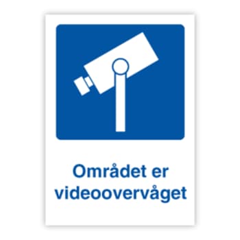 Skilt, området er videoovervåget, plast A4