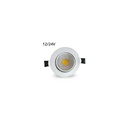 3W indbygningsspot - Hul: Ø6,7-8 cm, Mål: Ø8,5 cm, hvid kant, dæmpbar, 12V/24V