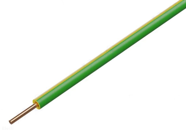 Inst. ledning - 1 x 2,5mm² PVC, H07V-U, GRØN/GUL (metervare)