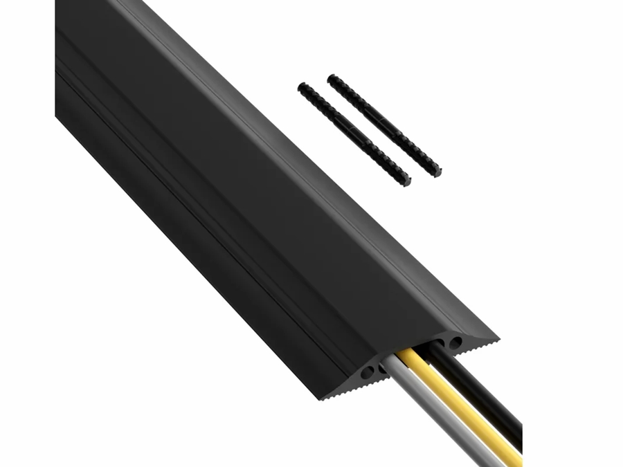 Gulv-kabelkanal - 90x15mm, Sort blød PVC (1,8m)