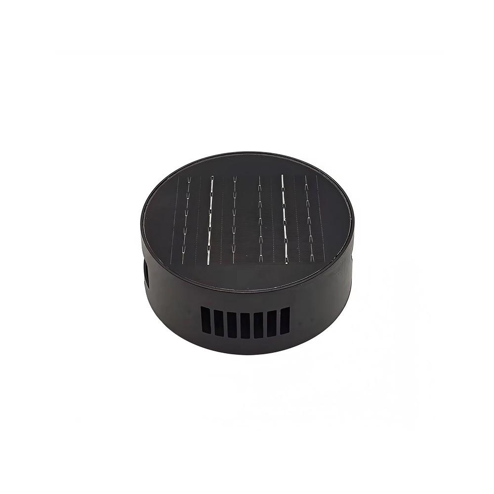 Sort rund solcelle sensor væglampe med roterbar funktion og skumringssensor - Effekt 3W, IP54-certificeret