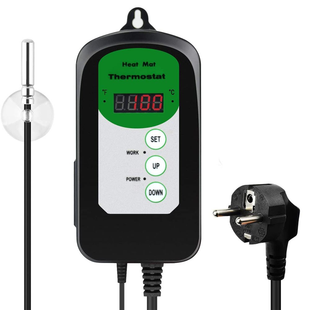 Digital termostat til varmemåtte - indstillelig fra 0-100°C, effekt på 45W