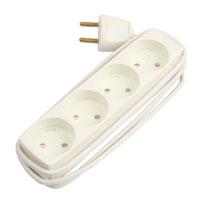 4-stikdåse m/1,5m ledning hvid