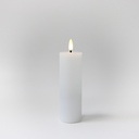 LED Bloklys med flammeeffekt, hvid, 15cm, fjernbetjening og timer - Ægte stearin, Ø5cm
