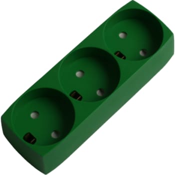 Stikdåse 3 runde m/jord forstærket grøn