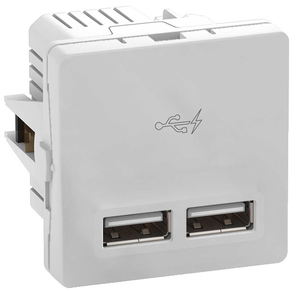 LK Fuga 2xUSB lader 2,1A 1 modul lysegrå