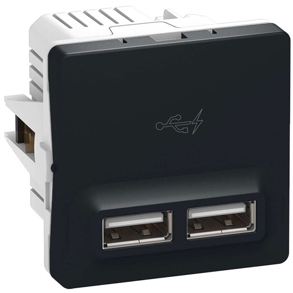 LK Fuga 2xUSB lader 2,1A 1 modul koksgrå