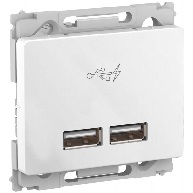 Opus 66 2xUSB lader 2,1A 1 modul hvid