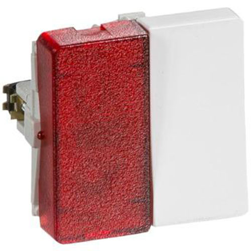 LK Fuga afbryder med rød LED lampe 1-pol 16A - hvid