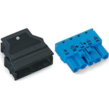 Hanstik med aflastningshus 5-polet blå