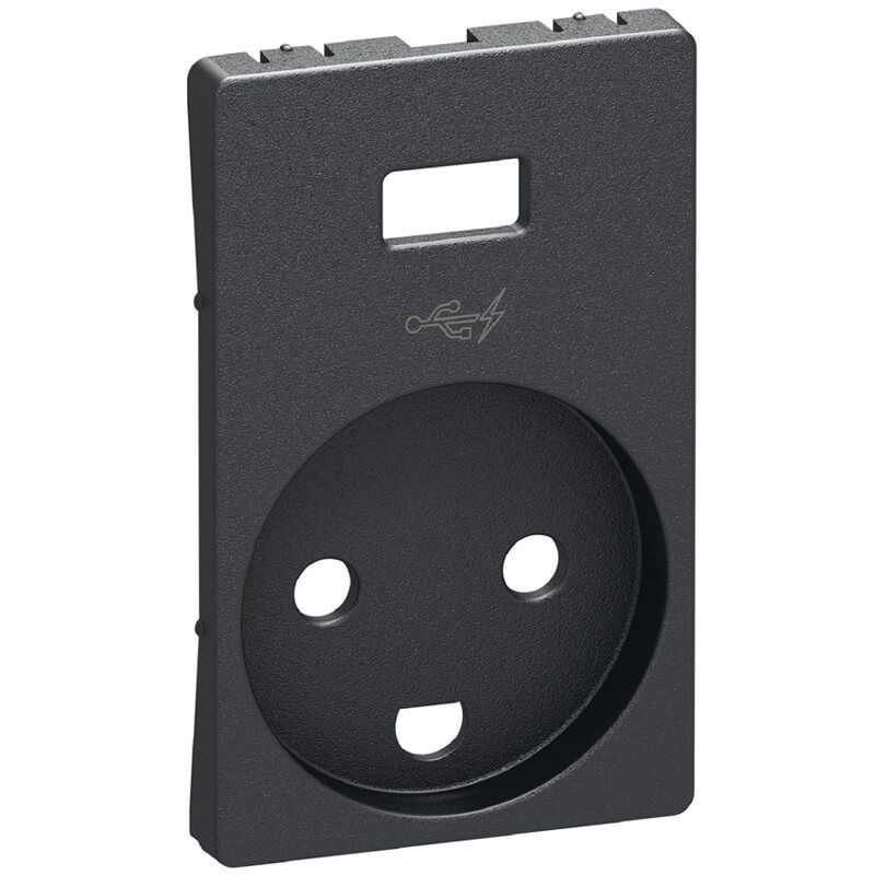 FUGA afdækning Stikk. m/j med 5V USB-lader Koksgrå