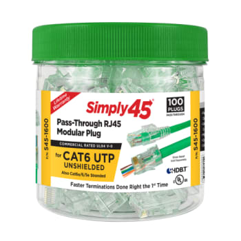 Simply45 RJ45 Pass-Through stik CAT6 UTP uskærmet, 100 STK