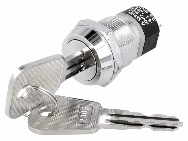 Nøglekontakt - 2P OFF-ON (DPST), Ø19mm