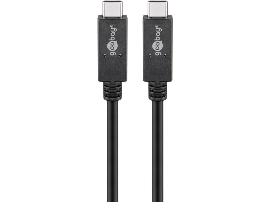 USB 4.0 PD kabel - 2 x USB-C han, 100W 5A, Sort (0,5m)
