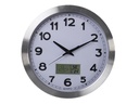 Analog vægur m. LCD display - Termo- og hygrometer, Ø35cm
