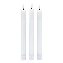 3-pak hvide LED stearinlys med flammeeffekt - Ø2,2cm, Højde: 24,5cm, stagelys, fjernbetjening, timer, batteridrevet