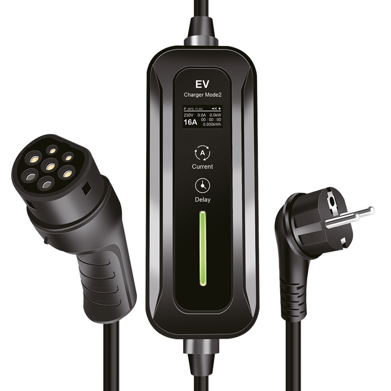 Mobil EV ladestation, CEE 7/7 til Type 2 - 3,7kW (5m)