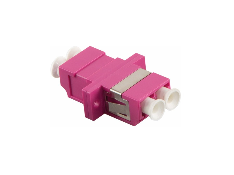 Fiberoptisk adapter - LC/LC duplex, Violet (OM4) m. flange
