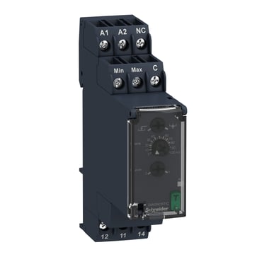 Zelio kontrolrelæ for fyldning eller tømning af væsker 5..100 kOhm 1 C/O 8A 24-240 VAC/DC