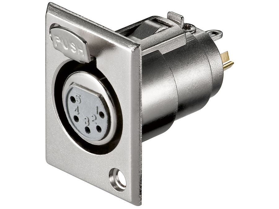 XLR bøsning - 5P hun, nikkel