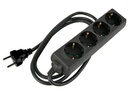 Stikdåse - 4 x CEE7/3 hun, 3G1.5mm², Sort (5m)