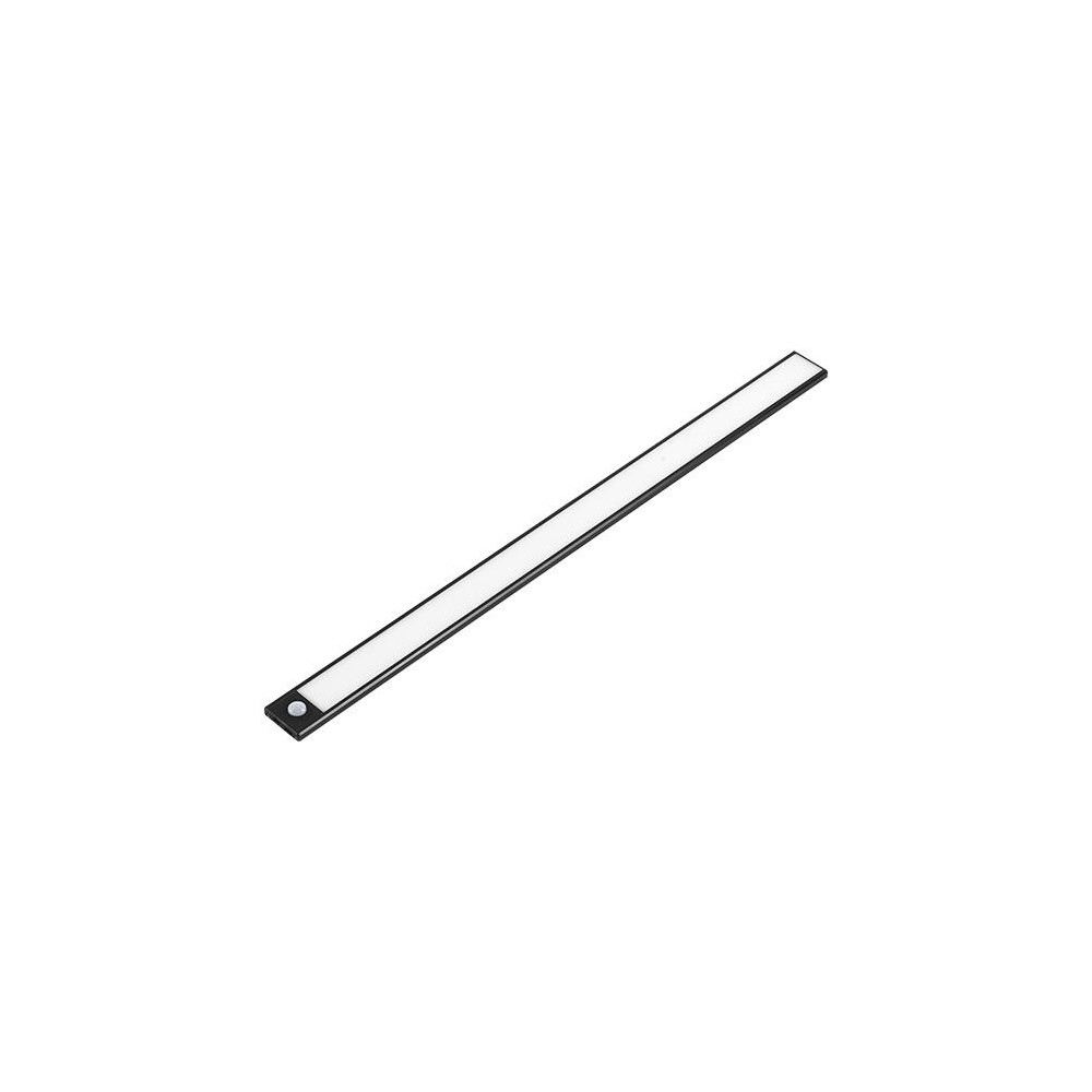 Sort Batteridrevet Skabsbelysning med PIR Sensor, Genopladelig - 40cm, 2W, 5V USB Input, 160lm, RA80, Flicker Free
