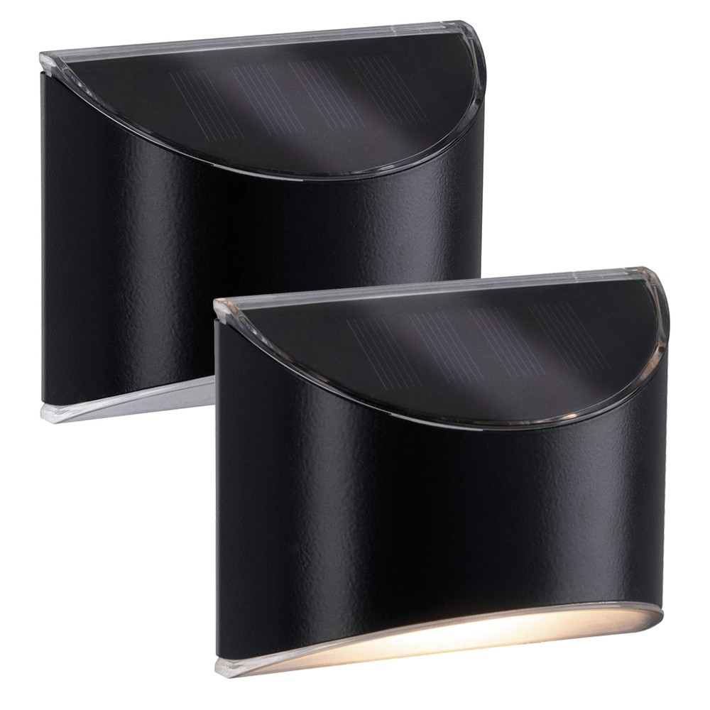 MIVO Solcelle LED Væglampe - Sort, Udendørs Væg-Effekt, 0,5W, 200lm (2 stk.)