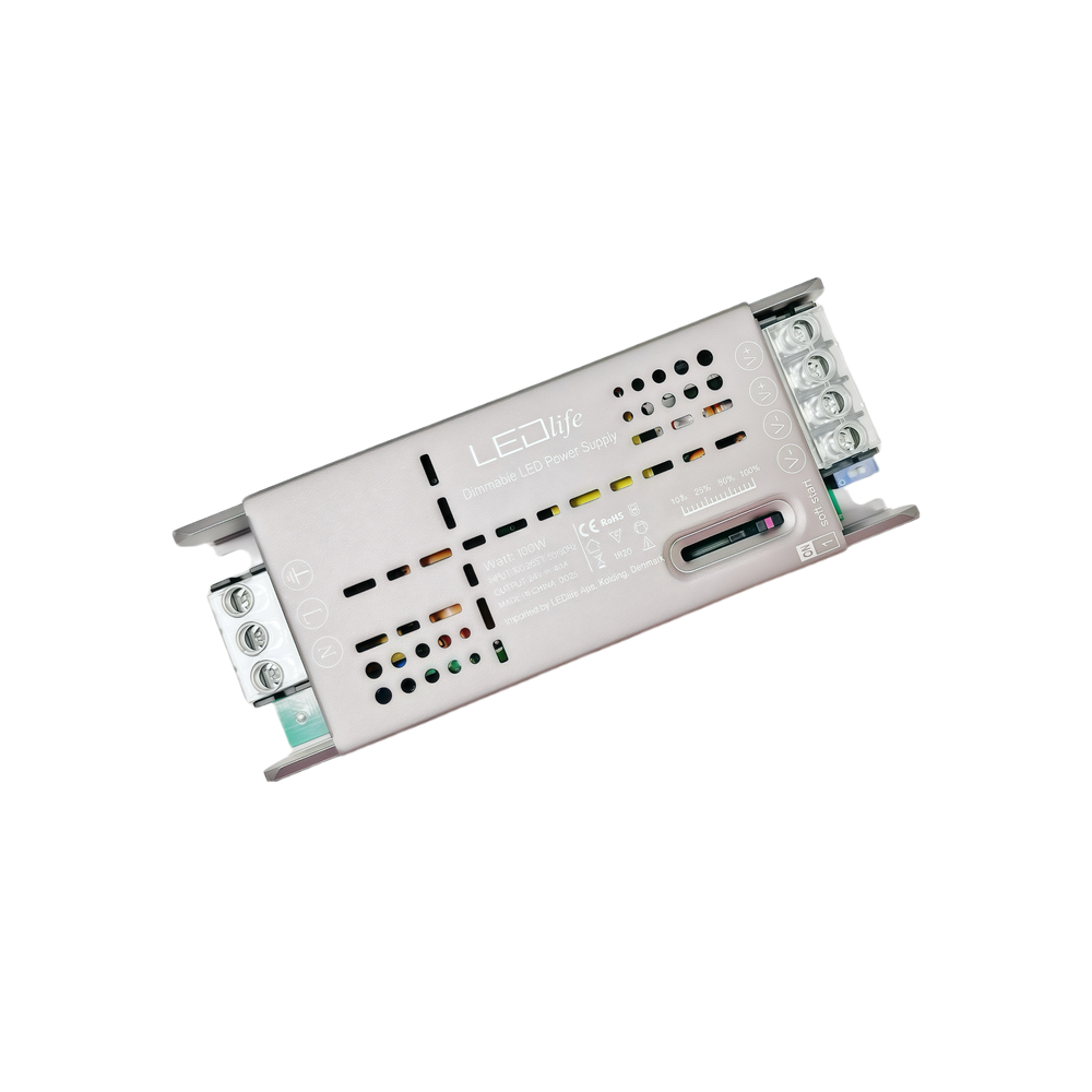 Slide justerbar 24V 100W strømforsyning med flicker free teknologi