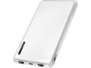 Powerbank m. LED indikator - 10,000mAh, LiPo, 2xUSB-A, Hvid