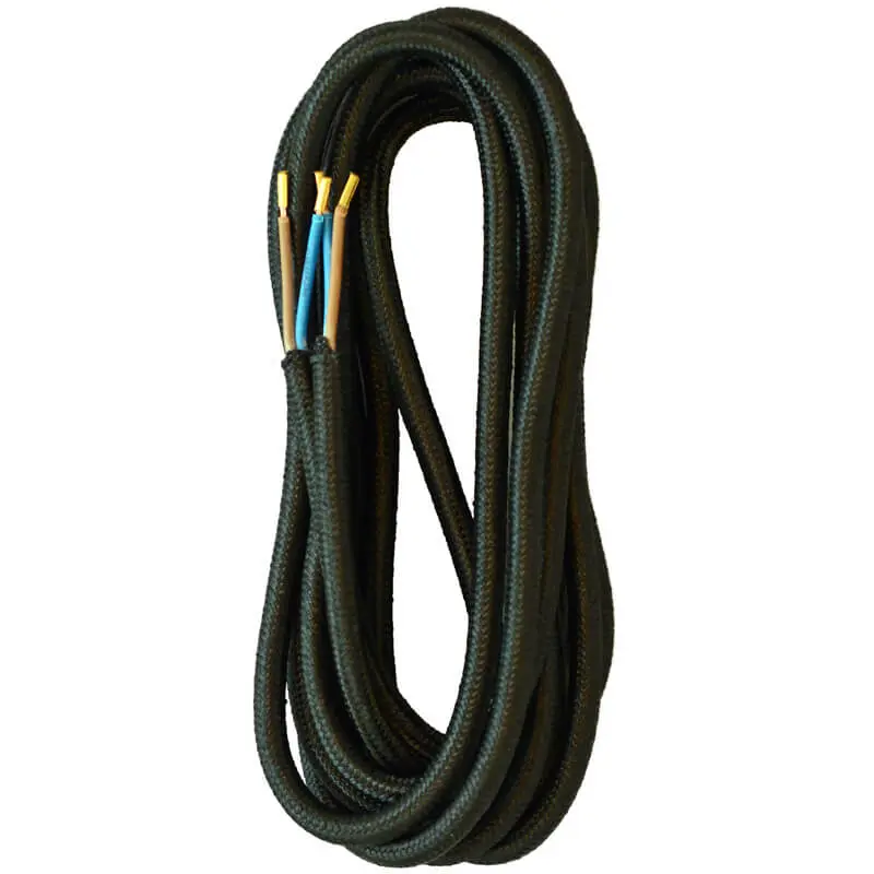 Stofledning 2x0.75mm² 5 mtr. sort